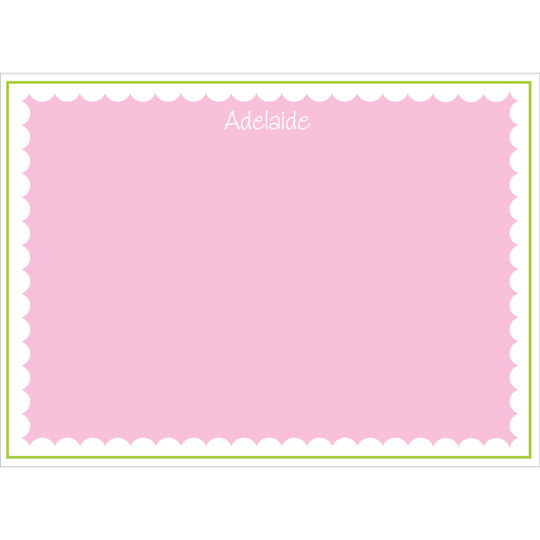 Pink and Green Scallop Flat Note Cards